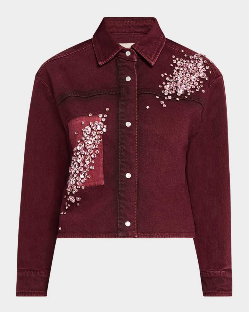 Becky Crystal Denim Shirt Jacket